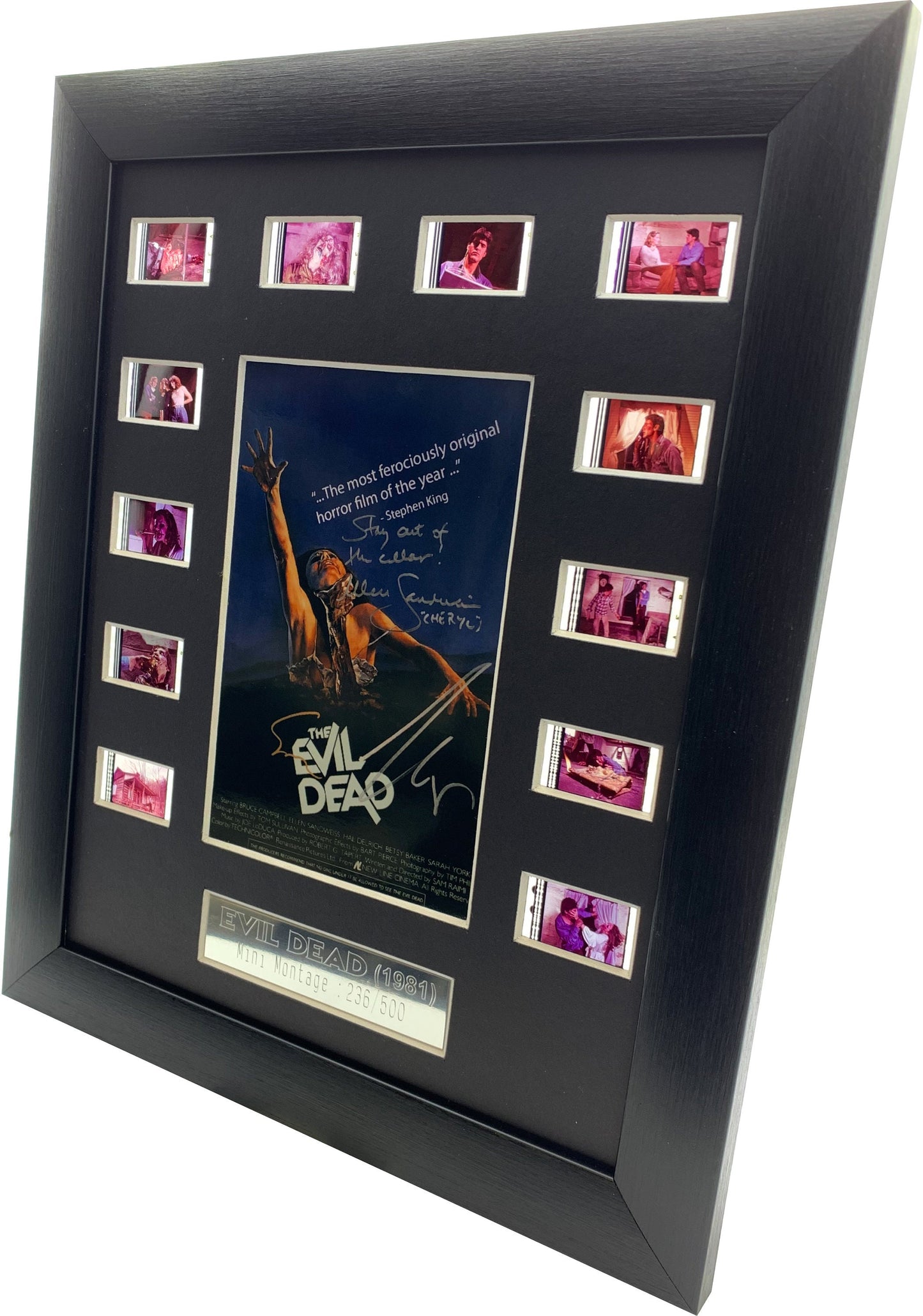 Horrorcells: The Evil Dead (1981) Cast Signed Film Cell - Sam Raimi, Bruce Campbell & Ellen Sandweiss, Film Cell