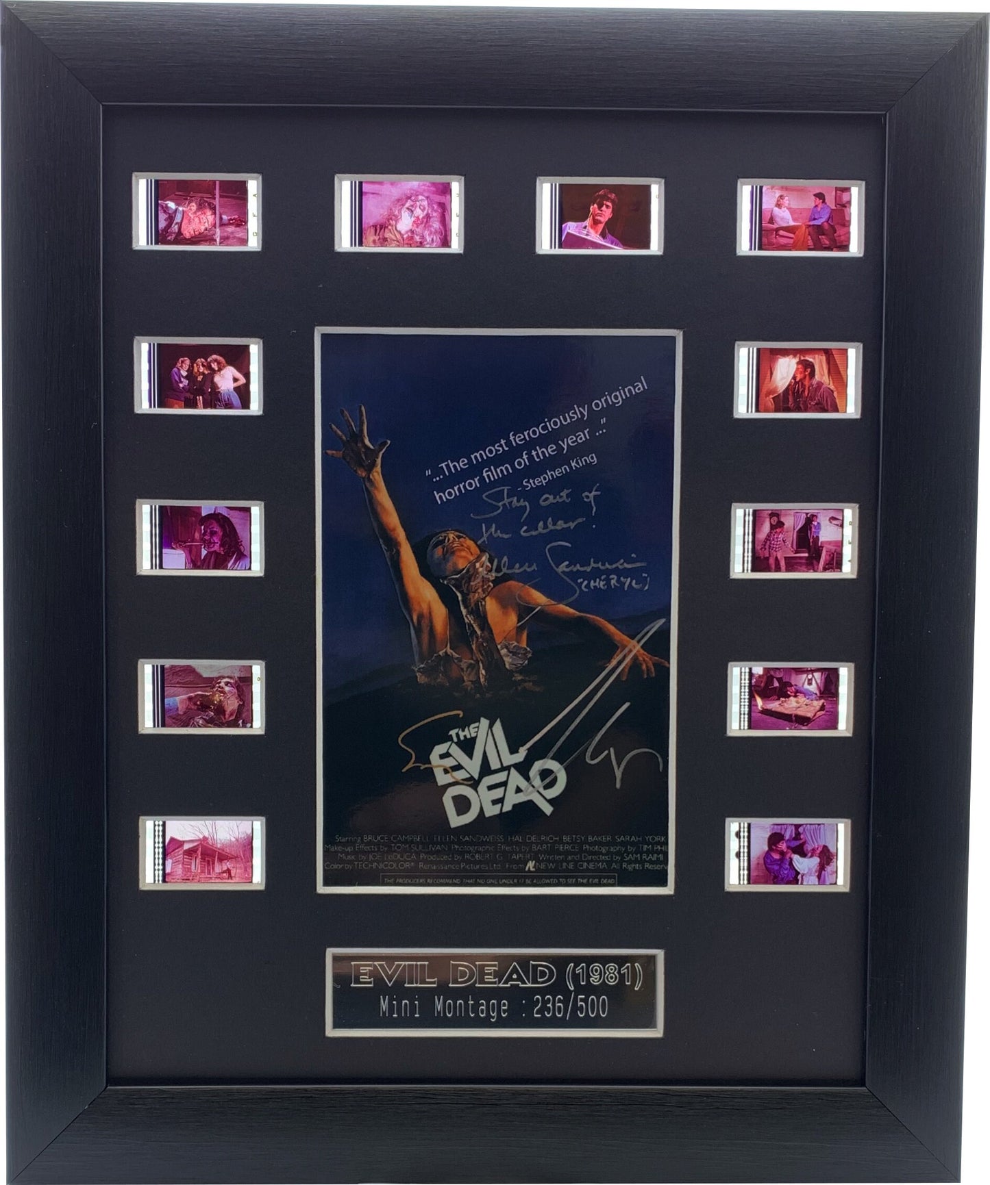 Horrorcells: The Evil Dead (1981) Cast Signed Film Cell - Sam Raimi, Bruce Campbell & Ellen Sandweiss, Film Cell