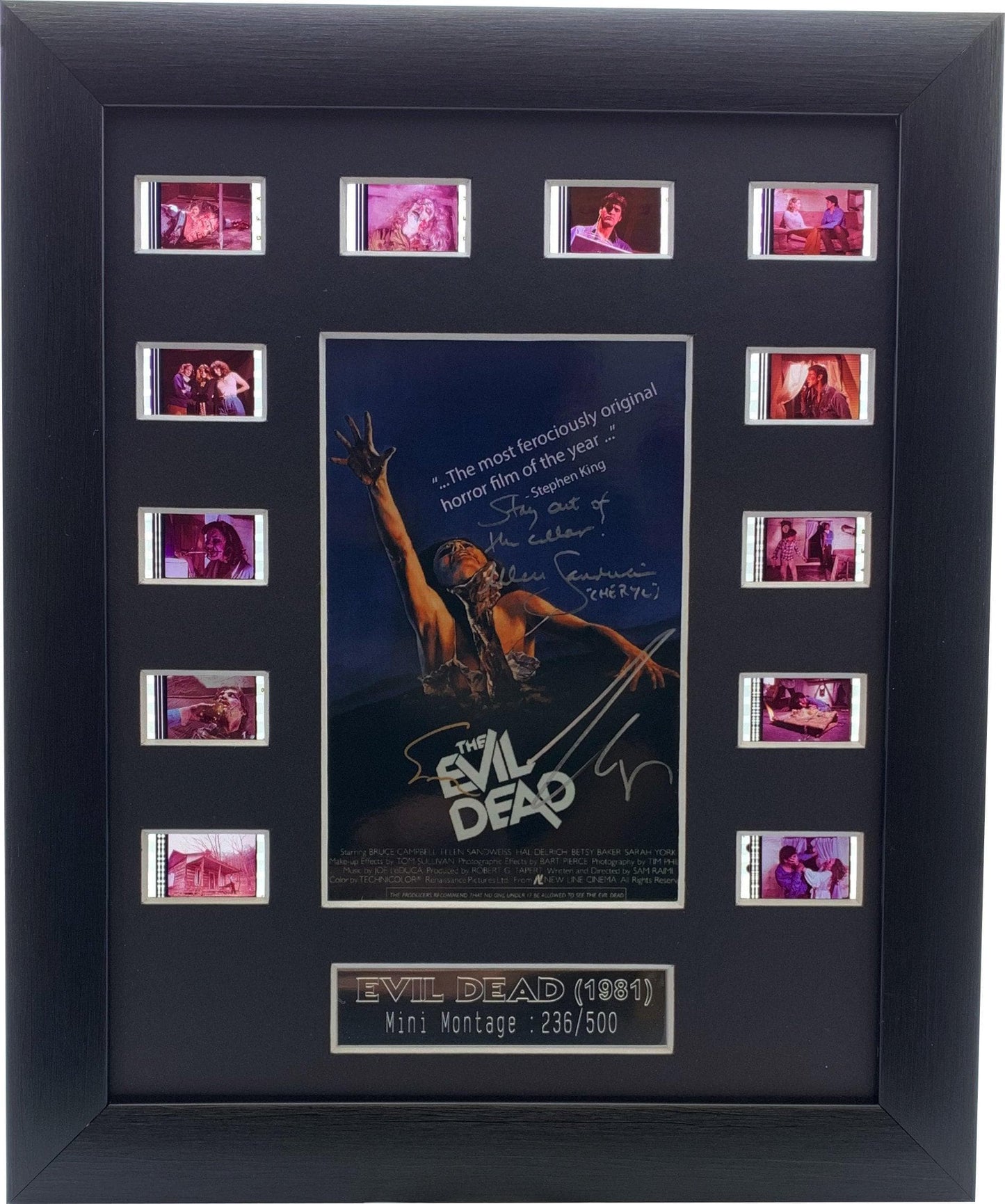 Horrorcells : Cast Signed Evil Dead 1 (1981) filmcell , Horror Cult Classic , signed by Sam Raimi , Bruce Campbell , Ellen Sandweiss